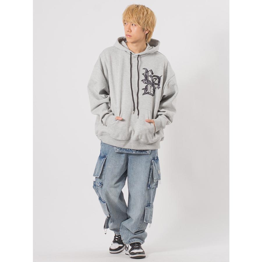 CVCビッグシルエットアップリケ刺繍パーカー メンズ ビッグシルエット オーバーサイズ ストリート系 韓国ファッション 韓国系 RE730 セブンサーティー | RE730 | 11