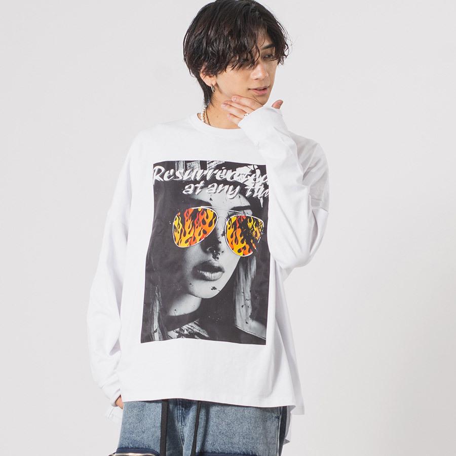フォトプリントモンスターシルエットロンTシャツ メンズ ビッグシルエット オーバーサイズ ストリート系 韓国ファッション 韓国系 RE730 セブンサーティー | RE730 | 04