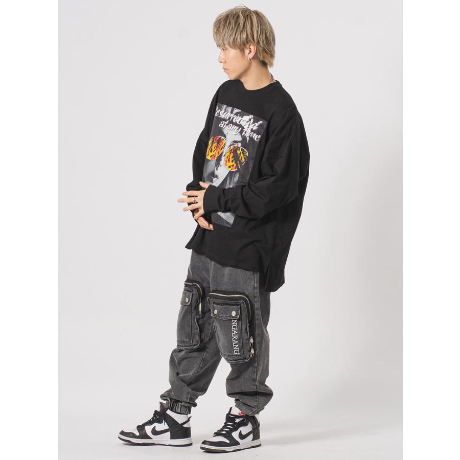 フォトプリントモンスターシルエットロンTシャツ メンズ ビッグシルエット オーバーサイズ ストリート系 韓国ファッション 韓国系 RE730 セブンサーティー | RE730 | 16