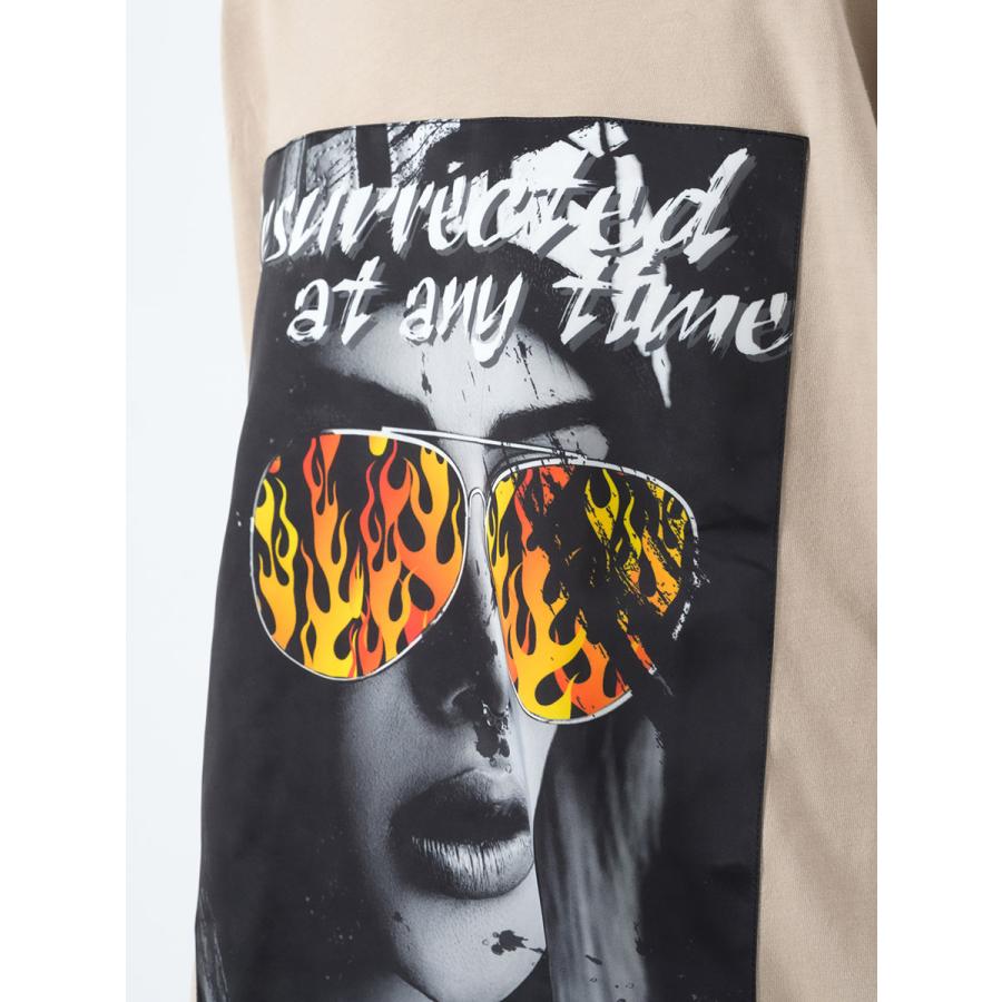 フォトプリントモンスターシルエットロンTシャツ メンズ ビッグシルエット オーバーサイズ ストリート系 韓国ファッション 韓国系 RE730 セブンサーティー | RE730 | 20