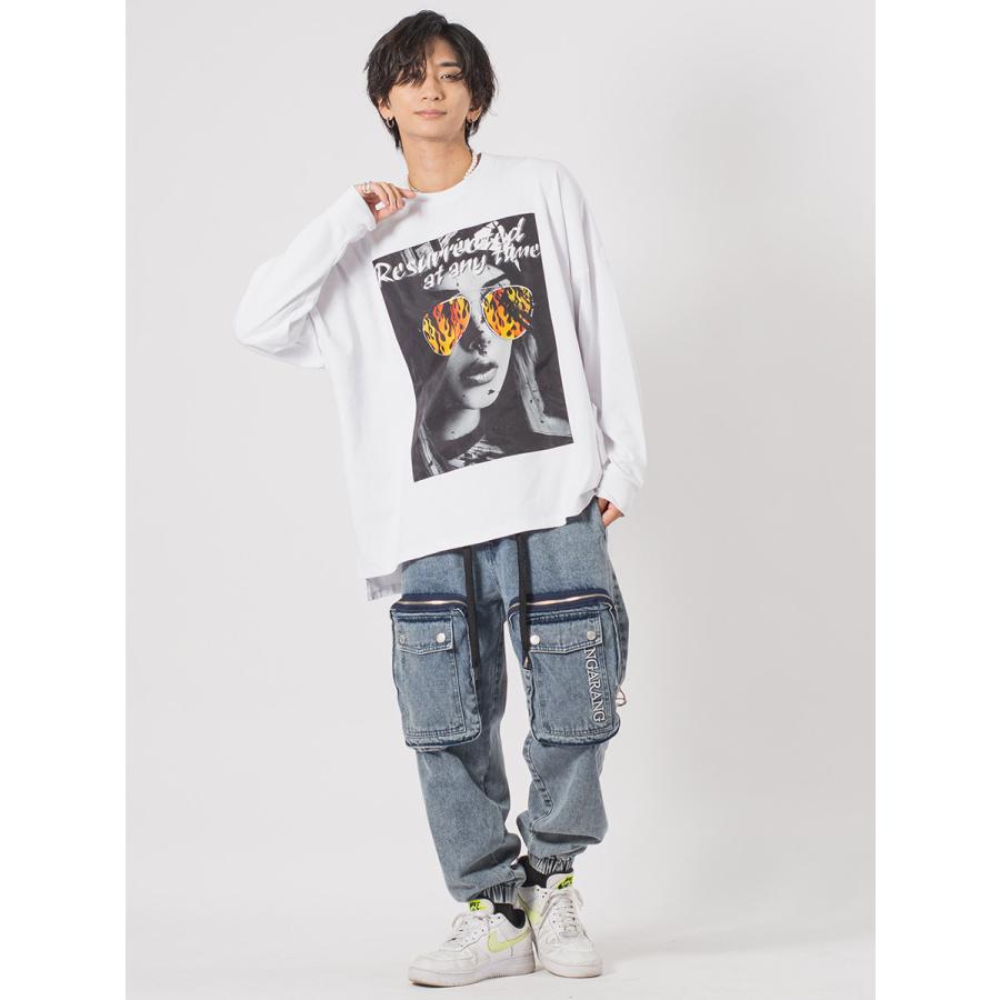 フォトプリントモンスターシルエットロンTシャツ メンズ ビッグシルエット オーバーサイズ ストリート系 韓国ファッション 韓国系 RE730 セブンサーティー | RE730 | 07