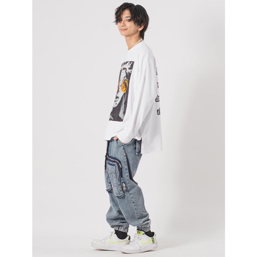 フォトプリントモンスターシルエットロンTシャツ メンズ ビッグシルエット オーバーサイズ ストリート系 韓国ファッション 韓国系 RE730 セブンサーティー | RE730 | 08