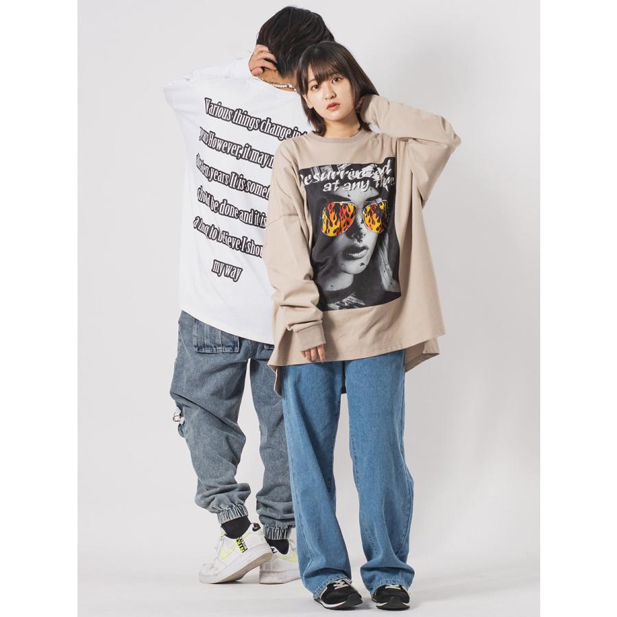 フォトプリントモンスターシルエットロンTシャツ メンズ ビッグシルエット オーバーサイズ ストリート系 韓国ファッション 韓国系 RE730 セブンサーティー | RE730 | 10