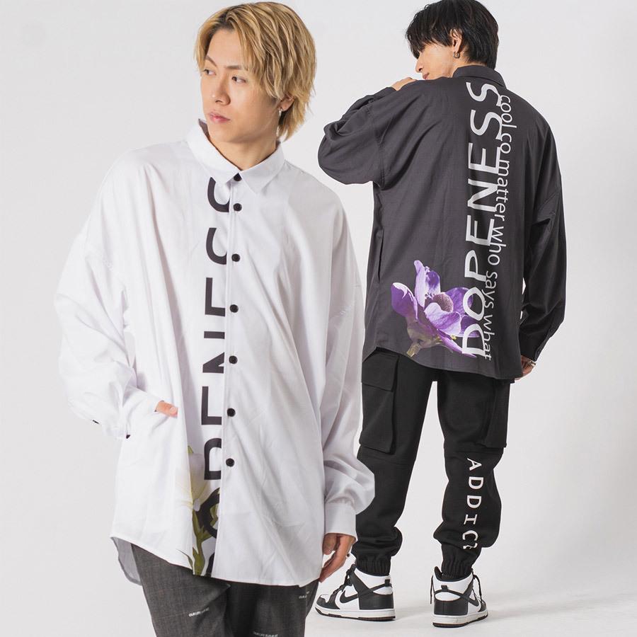 ロング丈フラワープリントドルマンシャツ メンズ ビッグシルエット オーバーサイズ ストリート系 韓国ファッション 韓国系 RE730 セブンサーティー | RE730