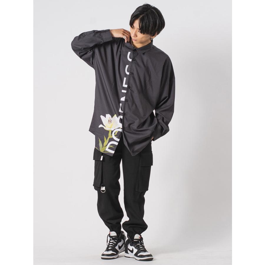 ロング丈フラワープリントドルマンシャツ メンズ ビッグシルエット オーバーサイズ ストリート系 韓国ファッション 韓国系 RE730 セブンサーティー | RE730 | 12