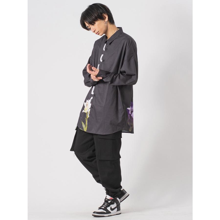 ロング丈フラワープリントドルマンシャツ メンズ ビッグシルエット オーバーサイズ ストリート系 韓国ファッション 韓国系 RE730 セブンサーティー | RE730 | 13