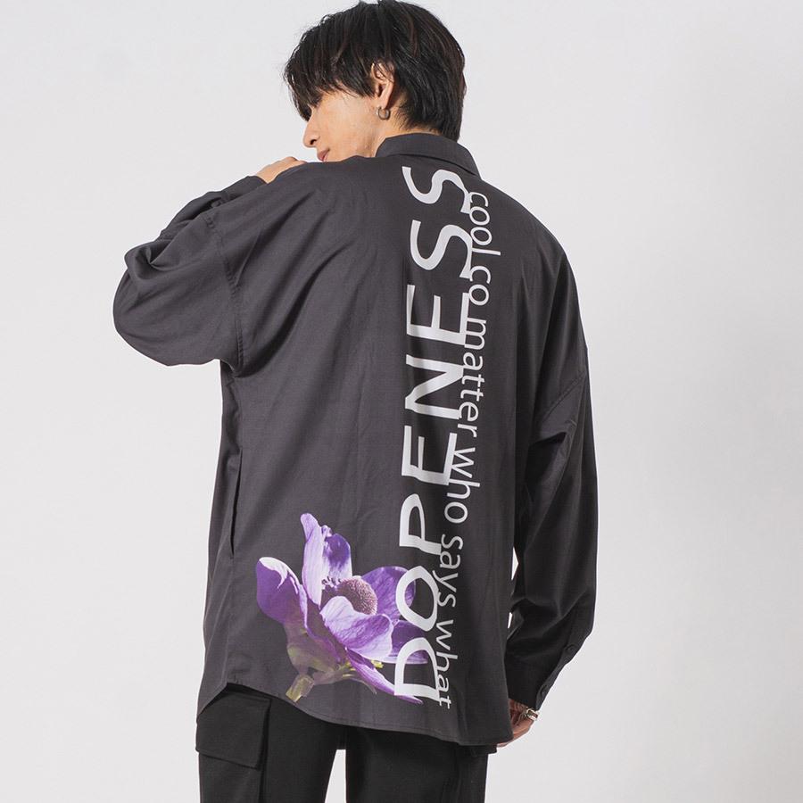 ロング丈フラワープリントドルマンシャツ メンズ ビッグシルエット オーバーサイズ ストリート系 韓国ファッション 韓国系 RE730 セブンサーティー | RE730 | 04