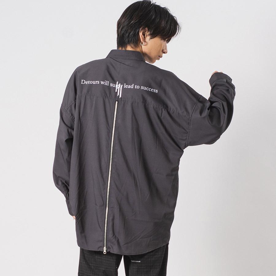 ロング丈バックジップドルマンシャツ メンズ ビッグシルエット オーバーサイズ ストリート系 韓国ファッション 韓国系 RE730 セブンサーティー | RE730 | 04