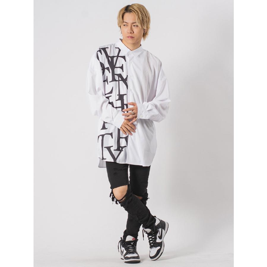 ロング丈バックジップドルマンシャツ メンズ ビッグシルエット オーバーサイズ ストリート系 韓国ファッション 韓国系 RE730 セブンサーティー | RE730 | 06