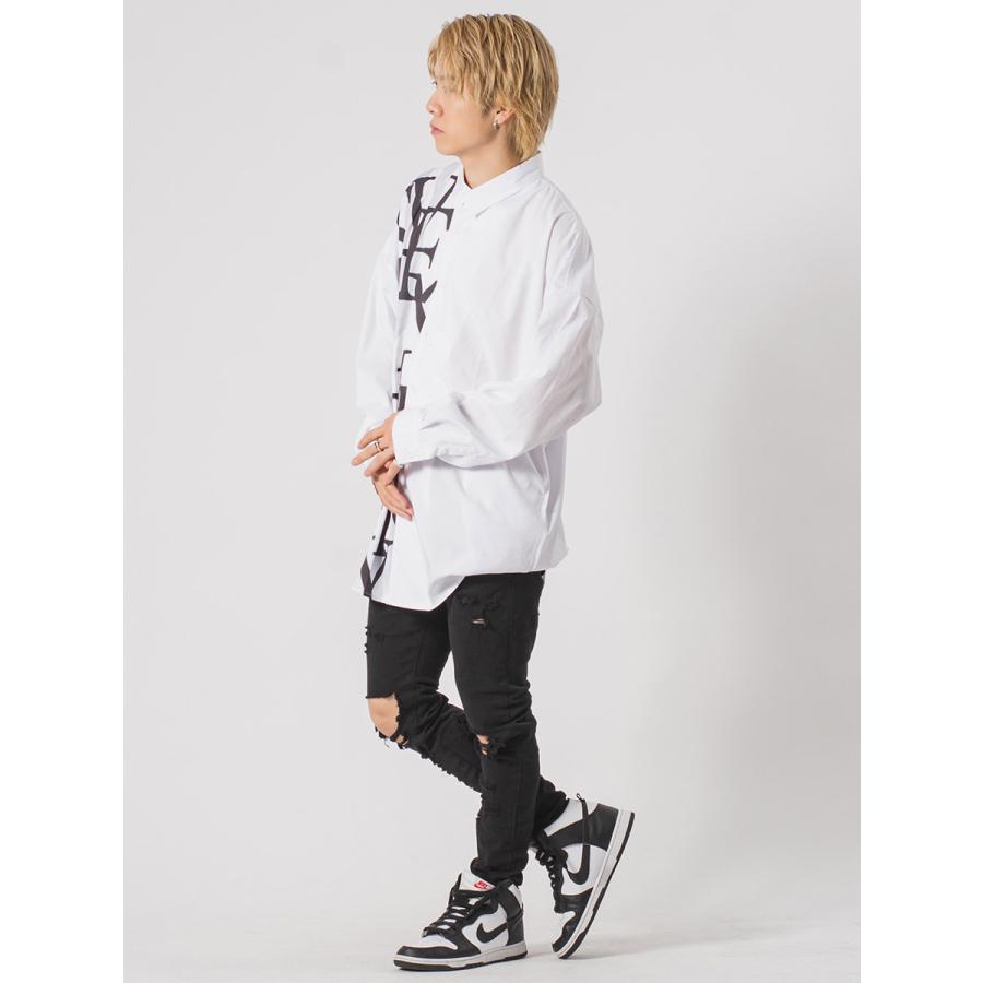 ロング丈バックジップドルマンシャツ メンズ ビッグシルエット オーバーサイズ ストリート系 韓国ファッション 韓国系 RE730 セブンサーティー | RE730 | 08