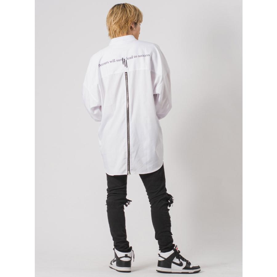 ロング丈バックジップドルマンシャツ メンズ ビッグシルエット オーバーサイズ ストリート系 韓国ファッション 韓国系 RE730 セブンサーティー | RE730 | 09