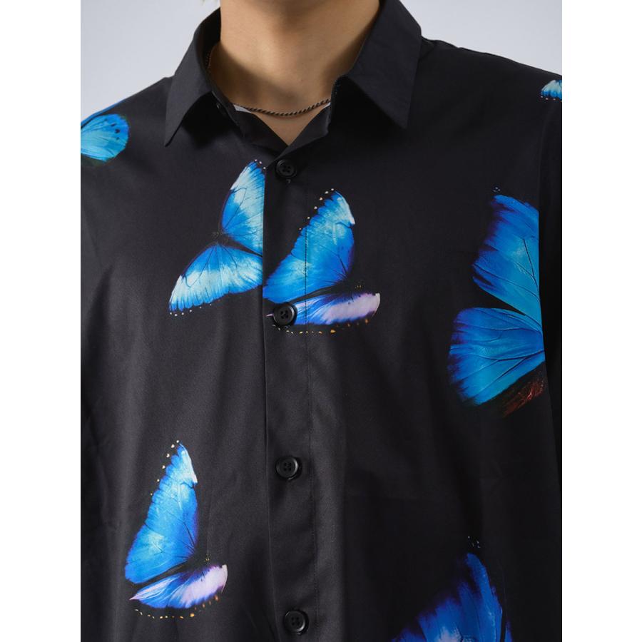 ビッグシルエットモルフォ蝶プリントビッグシャツ メンズ ビッグシルエット オーバーサイズ ストリート系 韓国ファッション 韓国系 RE730 セブンサーティー | RE730 | 17