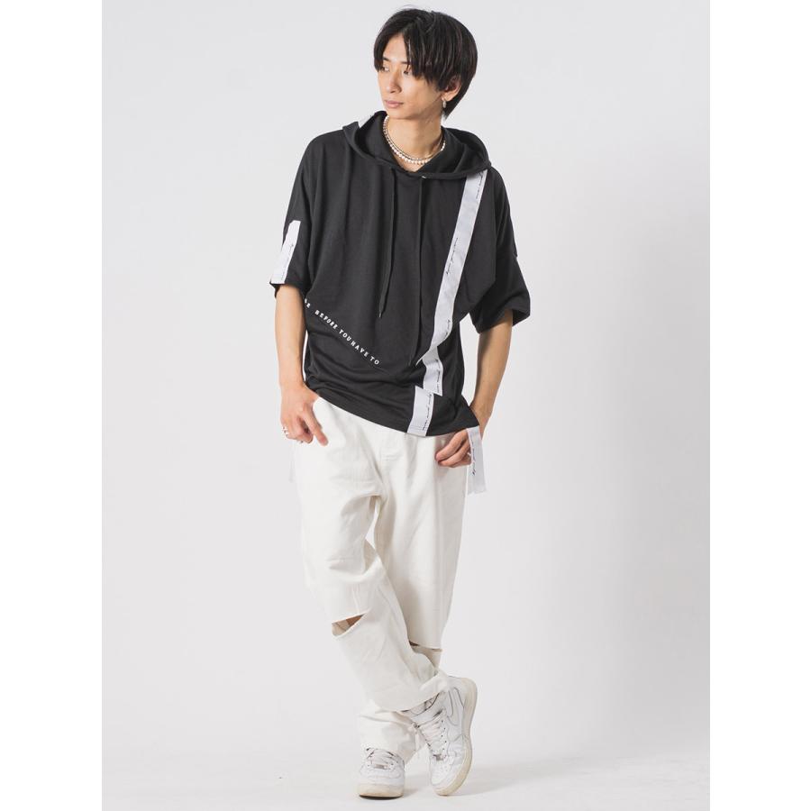 アシンメトリードルマンTパーカー メンズ ビッグシルエット オーバーサイズ ストリート系 韓国ファッション 韓国系 RE730 セブンサーティー | RE730 | 13