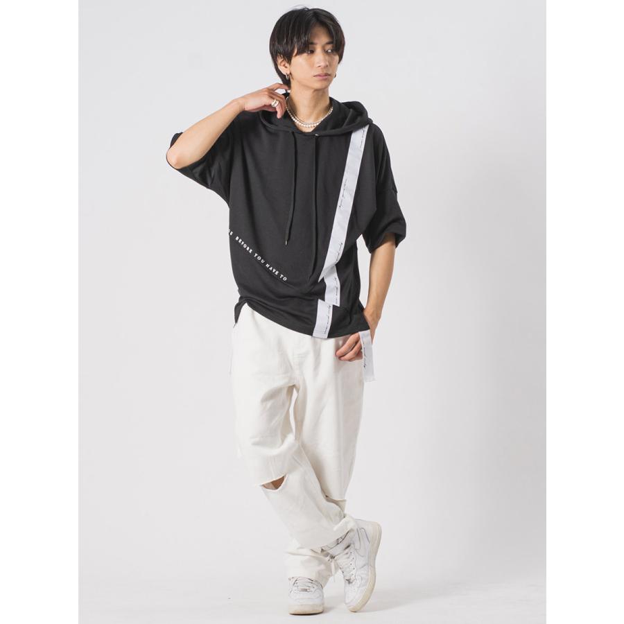 アシンメトリードルマンTパーカー メンズ ビッグシルエット オーバーサイズ ストリート系 韓国ファッション 韓国系 RE730 セブンサーティー | RE730 | 14