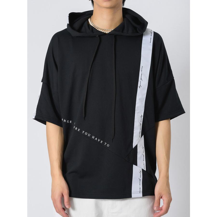 アシンメトリードルマンTパーカー メンズ ビッグシルエット オーバーサイズ ストリート系 韓国ファッション 韓国系 RE730 セブンサーティー | RE730 | 17