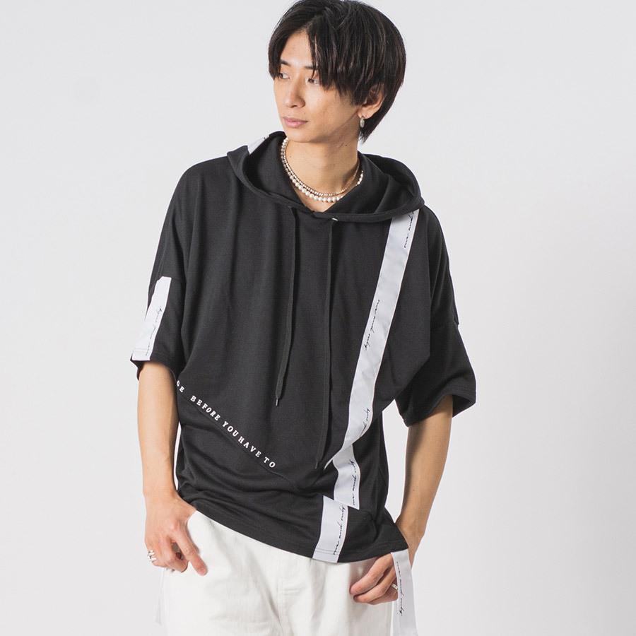 RE730 アシンメトリードルマンTパーカー メンズ ビッグシルエット