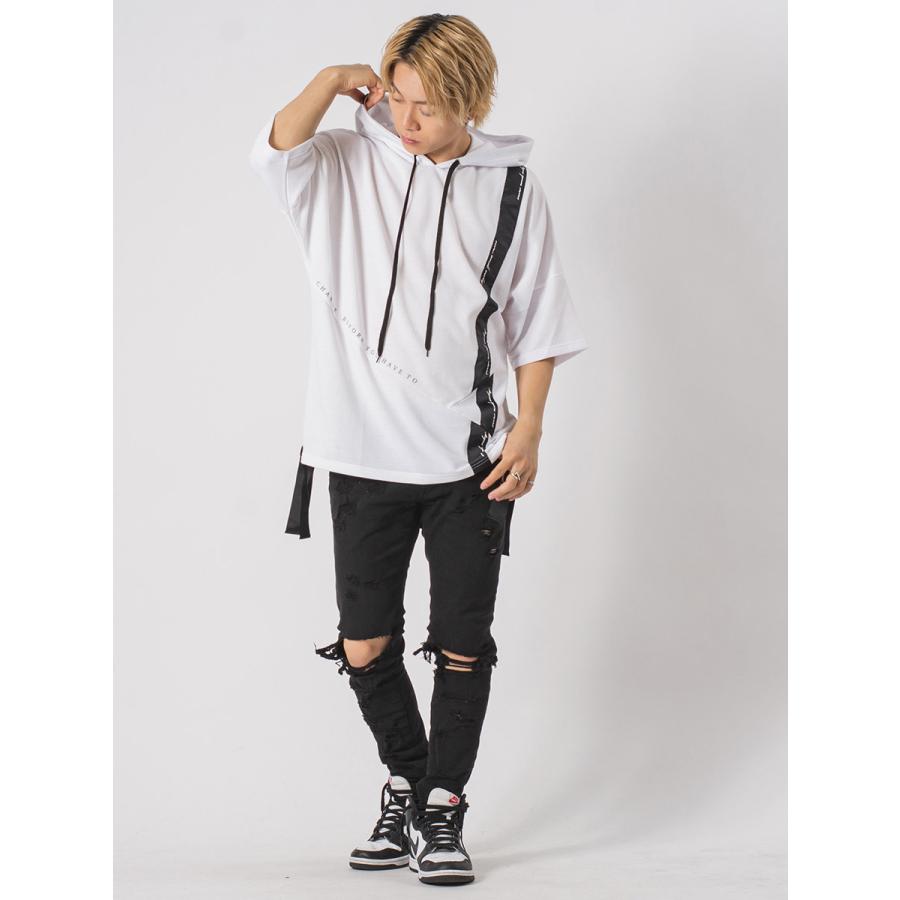 アシンメトリードルマンTパーカー メンズ ビッグシルエット オーバーサイズ ストリート系 韓国ファッション 韓国系 RE730 セブンサーティー | RE730 | 07