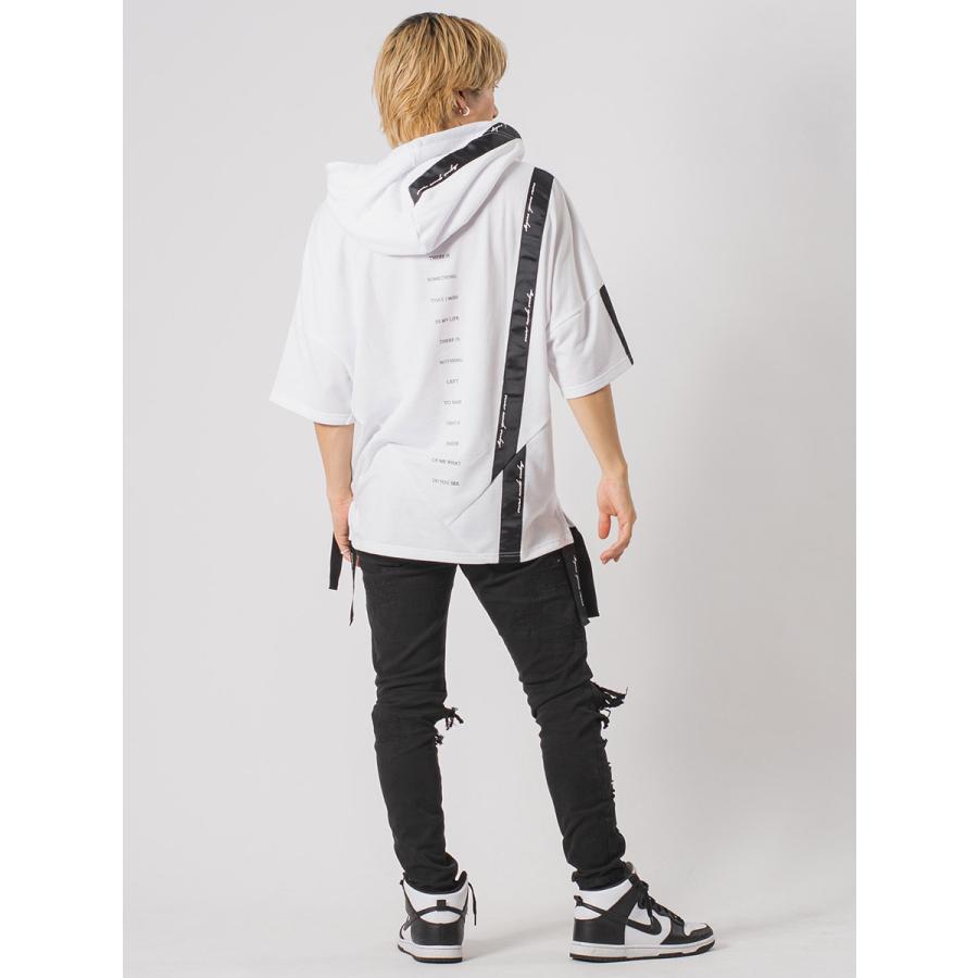 アシンメトリードルマンTパーカー メンズ ビッグシルエット オーバーサイズ ストリート系 韓国ファッション 韓国系 RE730 セブンサーティー | RE730 | 09