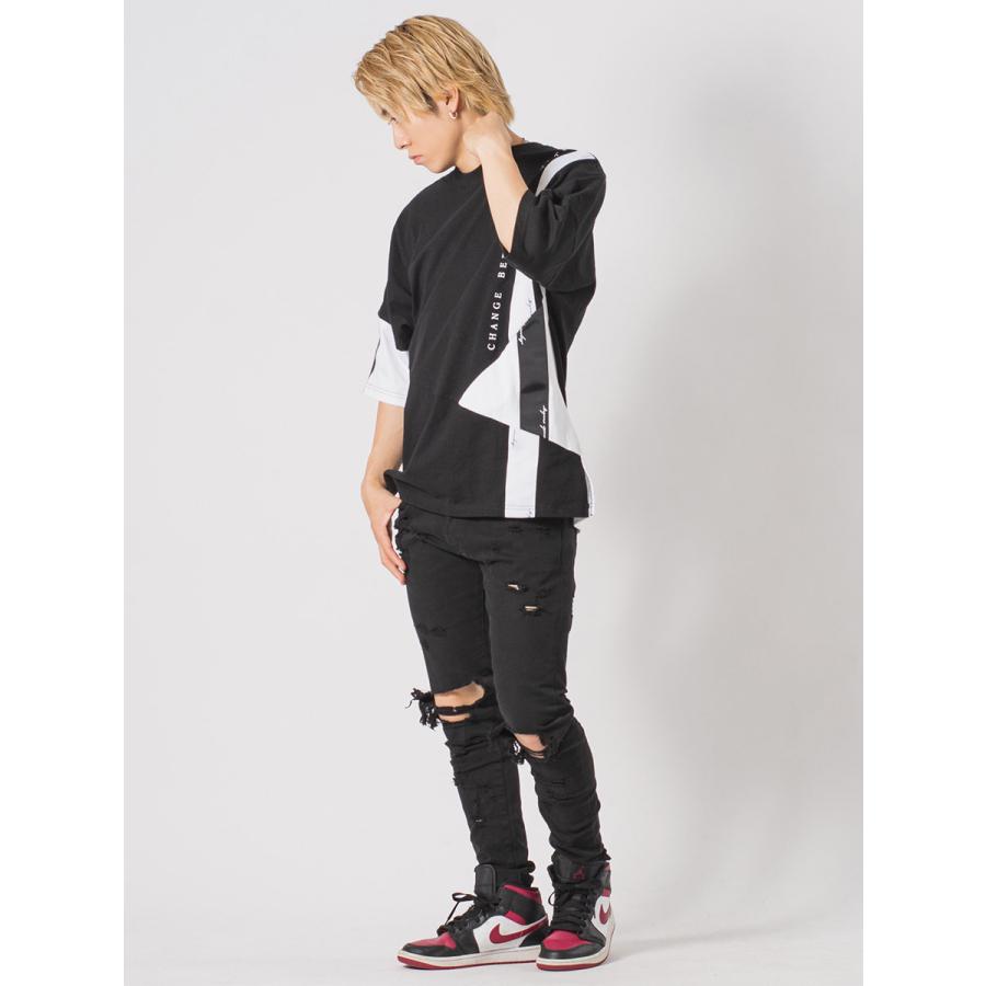 アシンメトリードルマンTシャツ メンズ ビッグシルエット オーバーサイズ ストリート系 韓国ファッション 韓国系 RE730 セブンサーティー | RE730 | 13