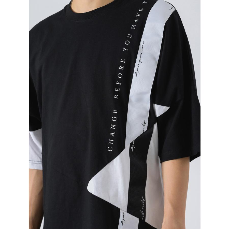 アシンメトリードルマンTシャツ メンズ ビッグシルエット オーバーサイズ ストリート系 韓国ファッション 韓国系 RE730 セブンサーティー | RE730 | 17