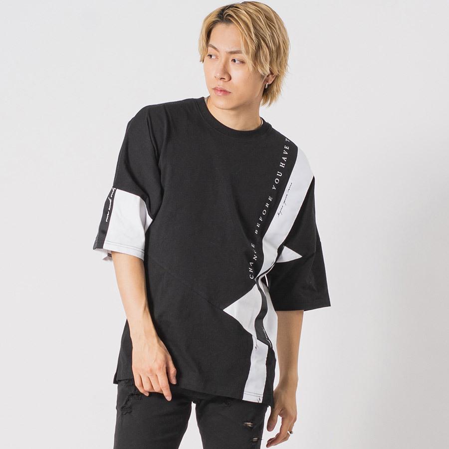 アシンメトリードルマンTシャツ メンズ ビッグシルエット オーバーサイズ ストリート系 韓国ファッション 韓国系 RE730 セブンサーティー | RE730 | 04