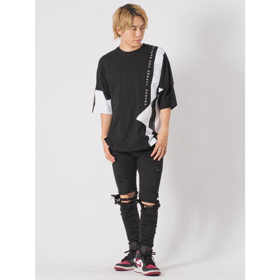 アシンメトリードルマンTシャツ メンズ ビッグシルエット オーバーサイズ ストリート系 韓国ファッション 韓国系 RE730 セブンサーティー | RE730 | 10