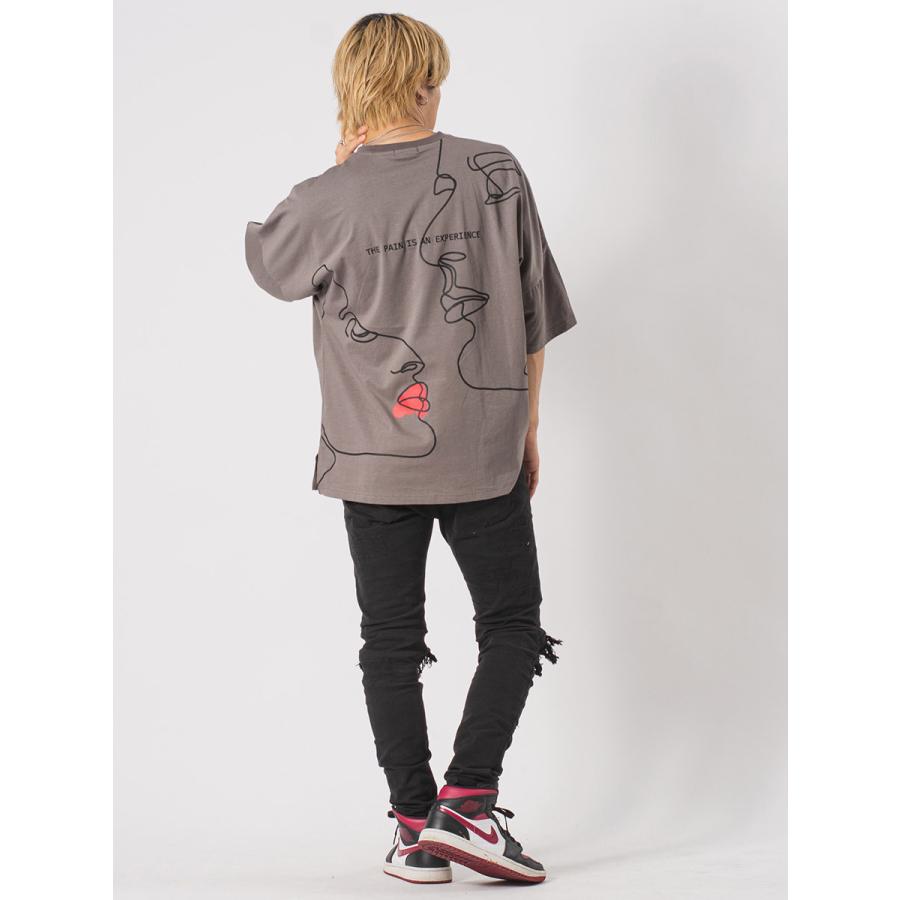 イラストタッチドルマンTシャツ メンズ ビッグシルエット オーバーサイズ ストリート系 韓国ファッション 韓国系 RE730 セブンサーティー | RE730 | 14