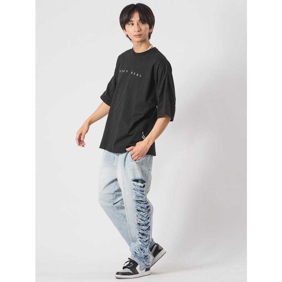 RE730 イラストタッチドルマンTシャツ メンズ ビッグシルエット