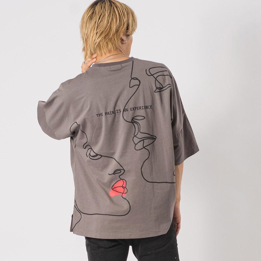 イラストタッチドルマンTシャツ メンズ ビッグシルエット オーバーサイズ ストリート系 韓国ファッション 韓国系 RE730 セブンサーティー | RE730 | 05