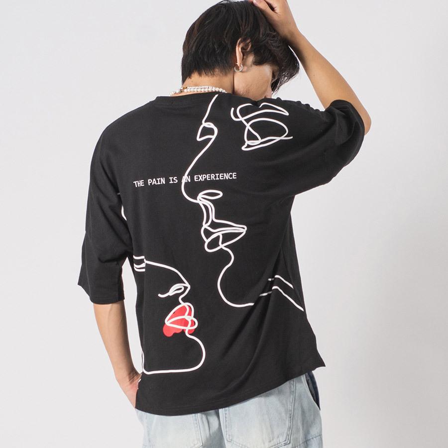 RE730 イラストタッチドルマンTシャツ メンズ ビッグシルエット