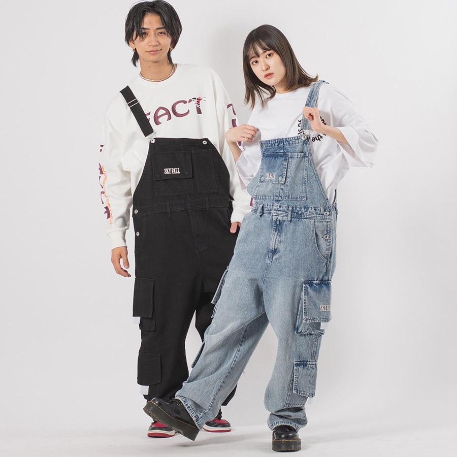 ルーズカーゴオーバーオール メンズ ワイドパンツ オーバーサイズ ユニセックス ストリート系 韓国ファッション 韓国系 RE730 セブンサーティー | RE730