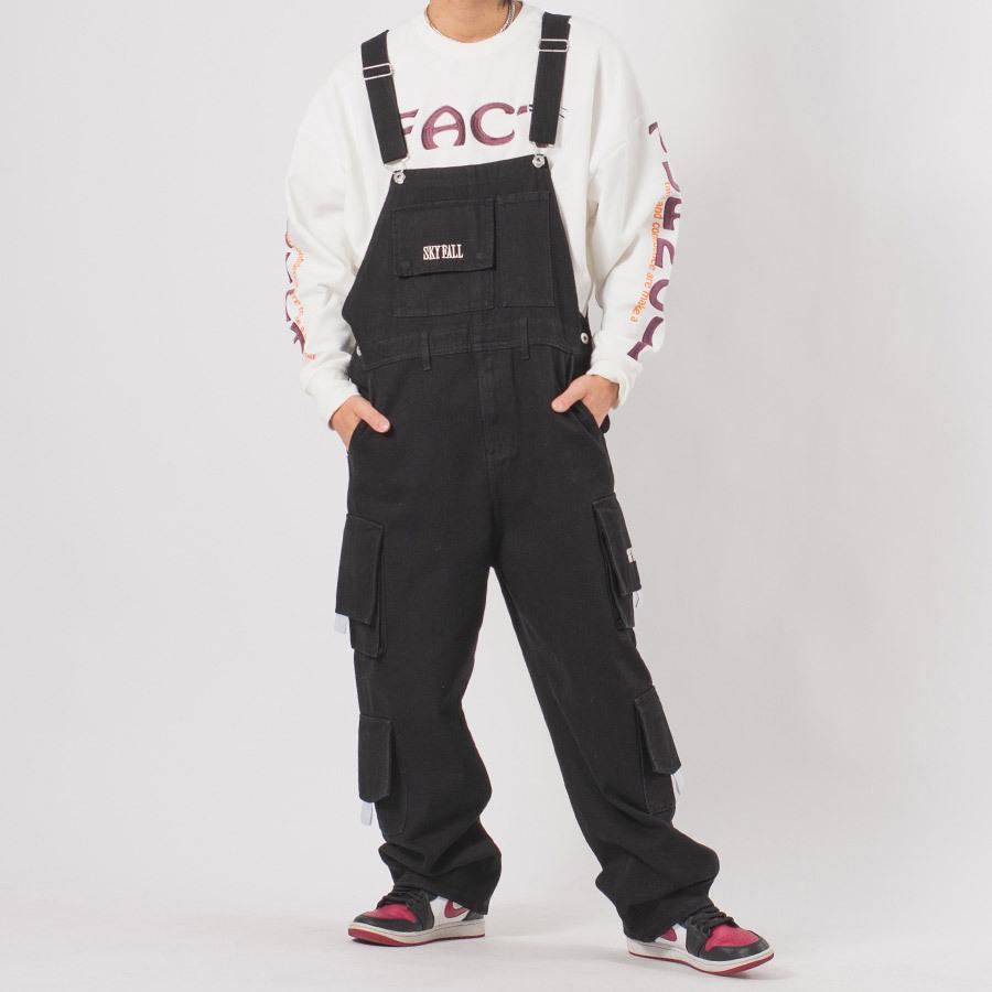 ルーズカーゴオーバーオール メンズ ワイドパンツ オーバーサイズ ユニセックス ストリート系 韓国ファッション 韓国系 RE730 セブンサーティー | RE730 | 05