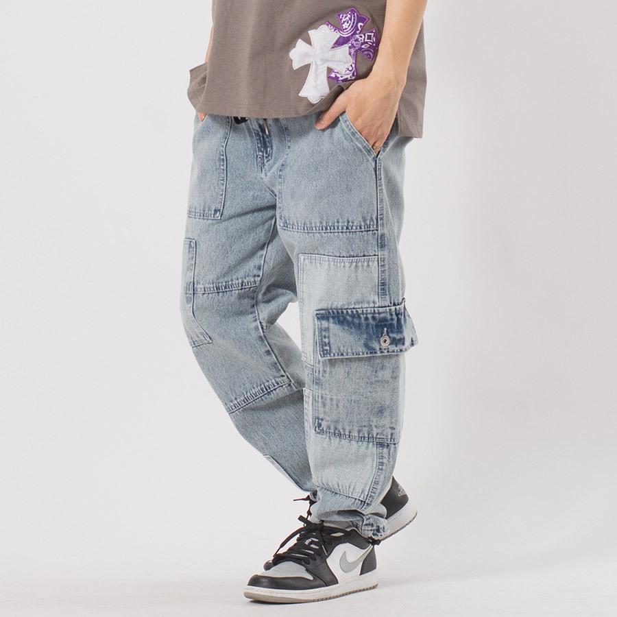 パッチワークベイカーカーゴパンツ メンズ ワイドパンツ ミリタリー オーバーサイズ ストリート系 韓国ファッション 韓国系 RE730 セブンサーティー | RE730 | 04