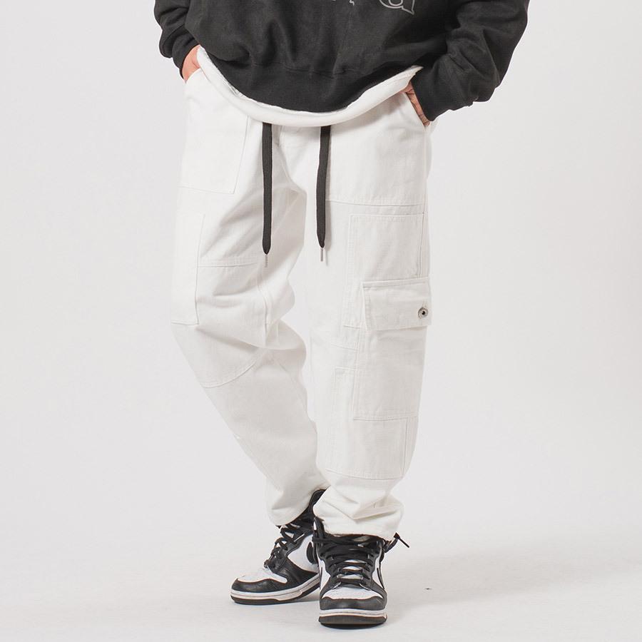 パッチワークベイカーカーゴパンツ メンズ ワイドパンツ ミリタリー オーバーサイズ ストリート系 韓国ファッション 韓国系 RE730 セブンサーティー | RE730 | 05