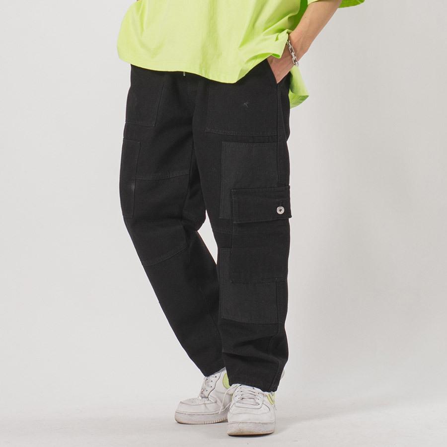 パッチワークベイカーカーゴパンツ メンズ ワイドパンツ ミリタリー オーバーサイズ ストリート系 韓国ファッション 韓国系 RE730 セブンサーティー | RE730 | 06
