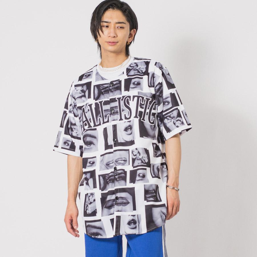 ビッグシルエット総柄ビッグベースボールシャツ メンズ ビッグシルエット オーバーサイズ ストリート系 韓国ファッション 韓国系 RE730 セブンサーティー | RE730 | 06