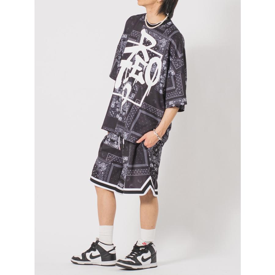 総柄バスケショーツ メンズ ショートパンツ ワイドパンツ ビッグシルエット オーバーサイズ ストリート系 韓国ファッション 韓国系 RE730 セブンサーティー | RE730 | 15