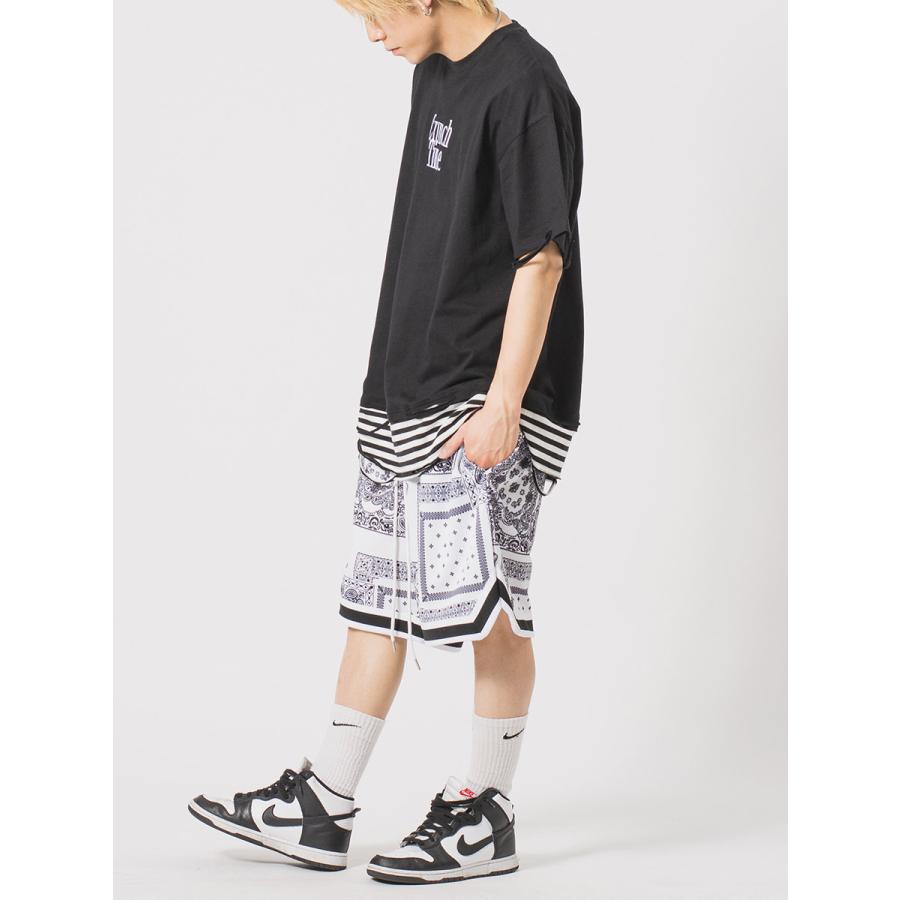 総柄バスケショーツ メンズ ショートパンツ ワイドパンツ ビッグシルエット オーバーサイズ ストリート系 韓国ファッション 韓国系 RE730 セブンサーティー | RE730 | 12