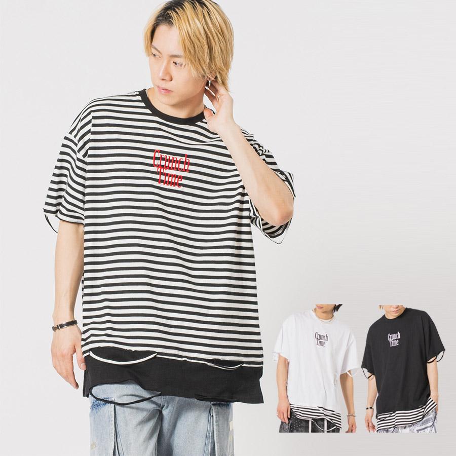 RE730 ビッグシルエットボーダーレイヤードTシャツ メンズ RE730 ビッグシルエットボーダーレイヤードTシャツ メンズ