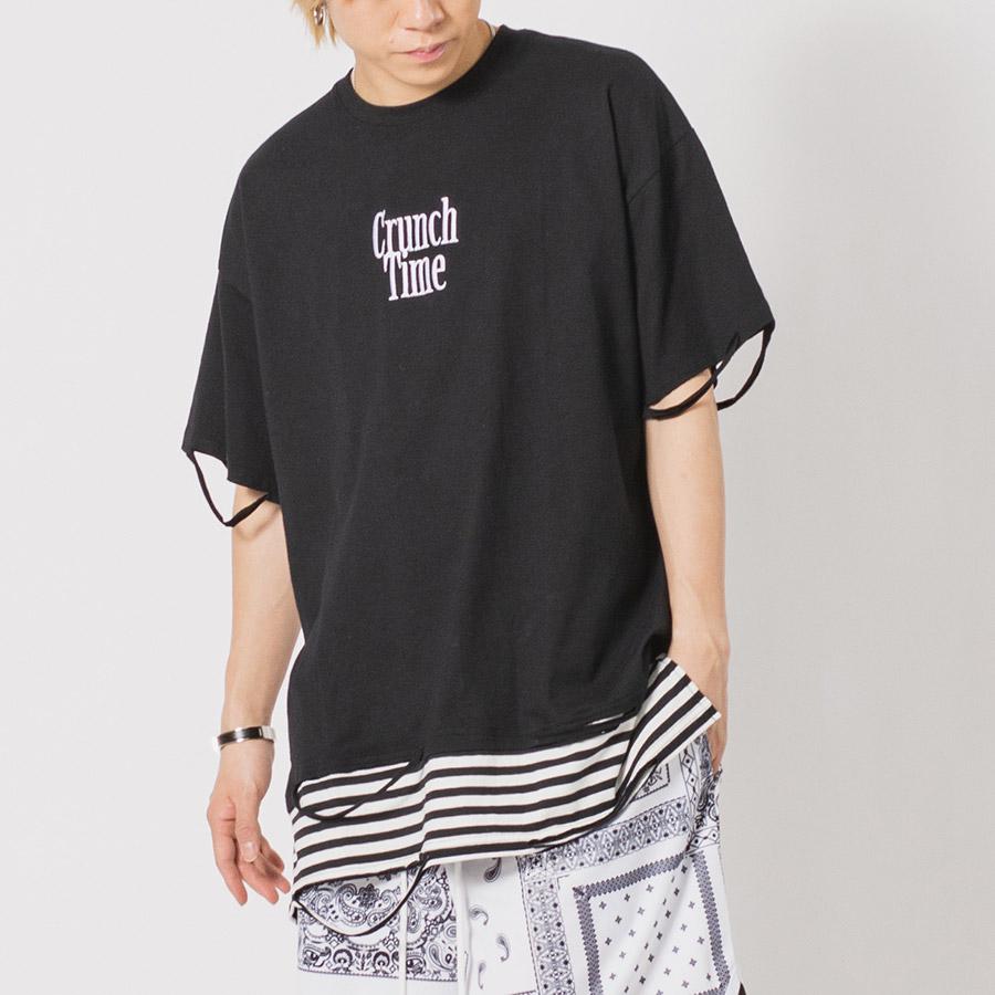 ビッグシルエットボーダーレイヤードTシャツ メンズ ビッグシルエット オーバーサイズ ストリート系 韓国ファッション 韓国系 RE730 セブンサーティー | RE730 | 05