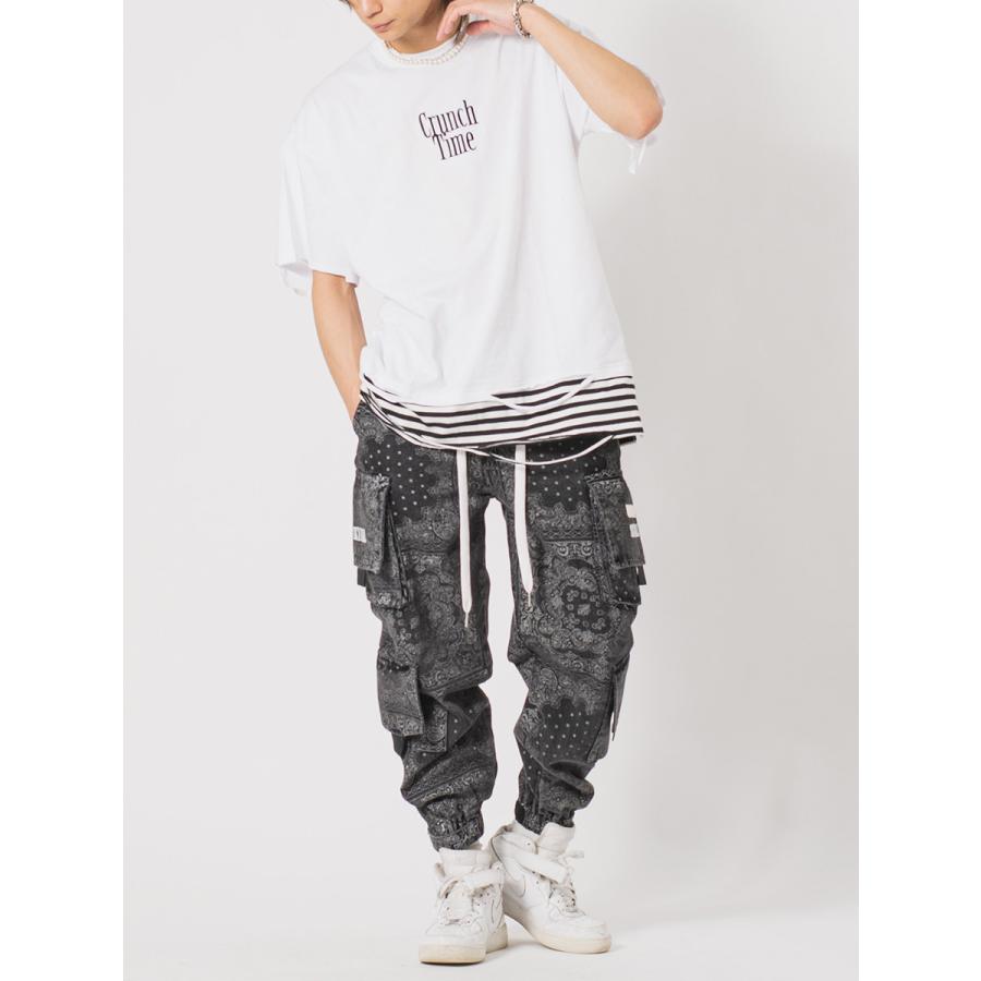ビッグシルエットボーダーレイヤードTシャツ メンズ ビッグシルエット オーバーサイズ ストリート系 韓国ファッション 韓国系 RE730 セブンサーティー | RE730 | 08