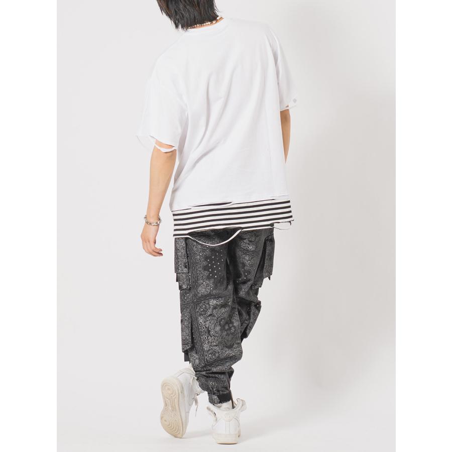 ビッグシルエットボーダーレイヤードTシャツ メンズ ビッグシルエット オーバーサイズ ストリート系 韓国ファッション 韓国系 RE730 セブンサーティー | RE730 | 10