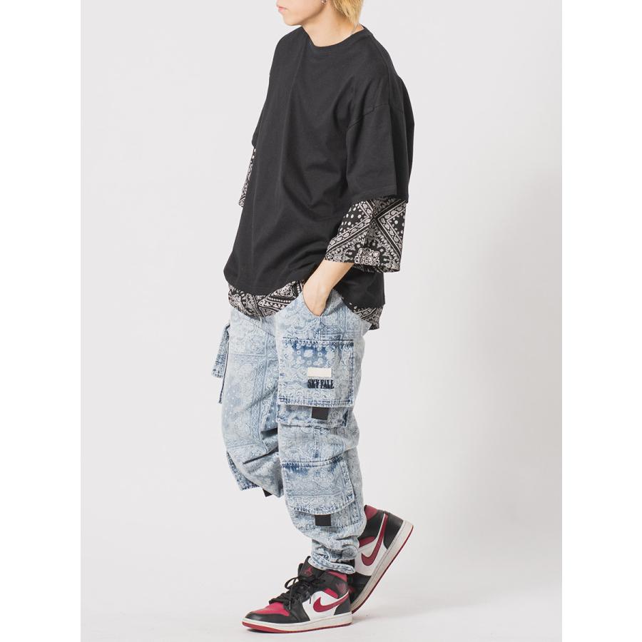 ビッグシルエットバンダナレイヤードTシャツ メンズ ビッグシルエット オーバーサイズ ストリート系 韓国ファッション 韓国系 RE730 セブンサーティー | RE730 | 13