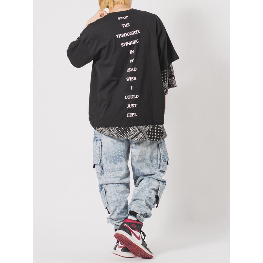ビッグシルエットバンダナレイヤードTシャツ メンズ ビッグシルエット オーバーサイズ ストリート系 韓国ファッション 韓国系 RE730 セブンサーティー | RE730 | 14