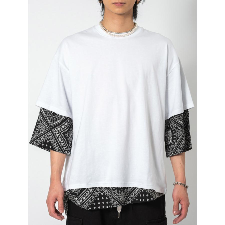 ビッグシルエットバンダナレイヤードTシャツ メンズ ビッグシルエット オーバーサイズ ストリート系 韓国ファッション 韓国系 RE730 セブンサーティー | RE730 | 15
