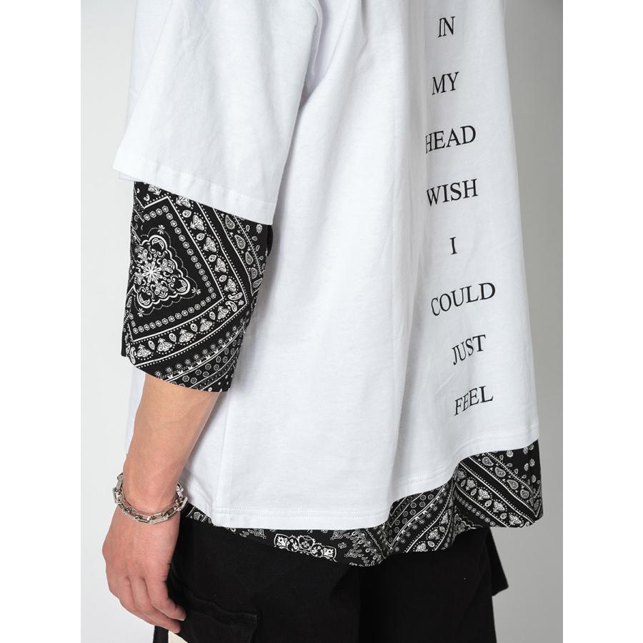 ビッグシルエットバンダナレイヤードTシャツ メンズ ビッグシルエット オーバーサイズ ストリート系 韓国ファッション 韓国系 RE730 セブンサーティー | RE730 | 18