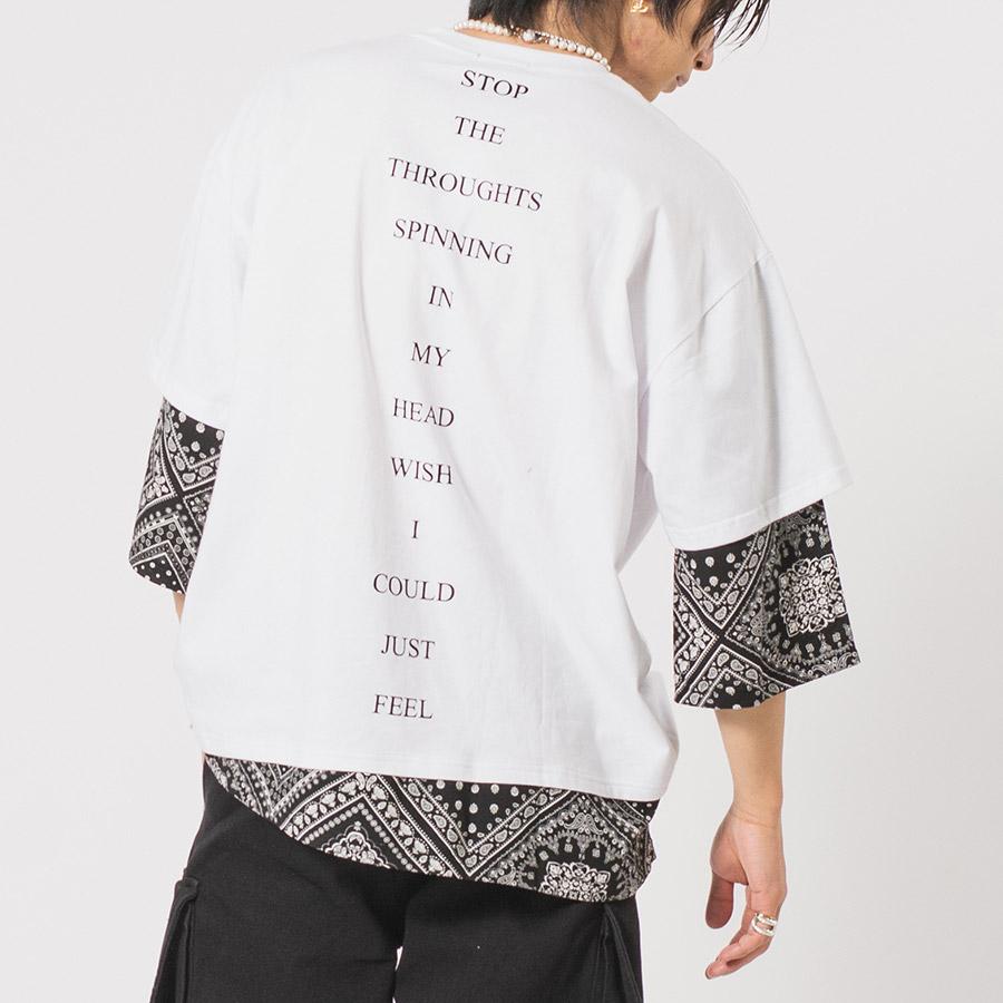 ビッグシルエットバンダナレイヤードTシャツ メンズ ビッグシルエット オーバーサイズ ストリート系 韓国ファッション 韓国系 RE730 セブンサーティー | RE730 | 03