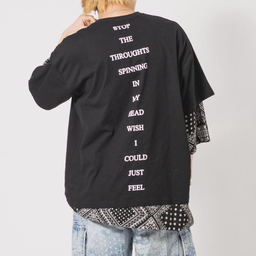 ビッグシルエットバンダナレイヤードTシャツ メンズ ビッグシルエット オーバーサイズ ストリート系 韓国ファッション 韓国系 RE730 セブンサーティー | RE730 | 04