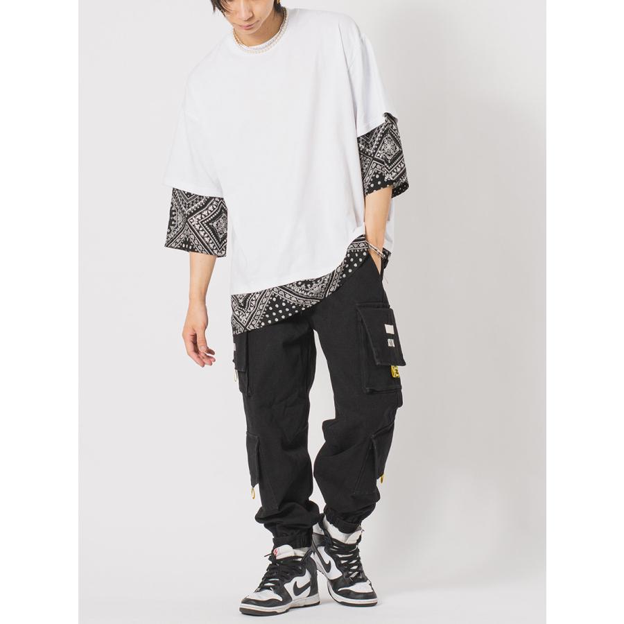 ビッグシルエットバンダナレイヤードTシャツ メンズ ビッグシルエット オーバーサイズ ストリート系 韓国ファッション 韓国系 RE730 セブンサーティー | RE730 | 05