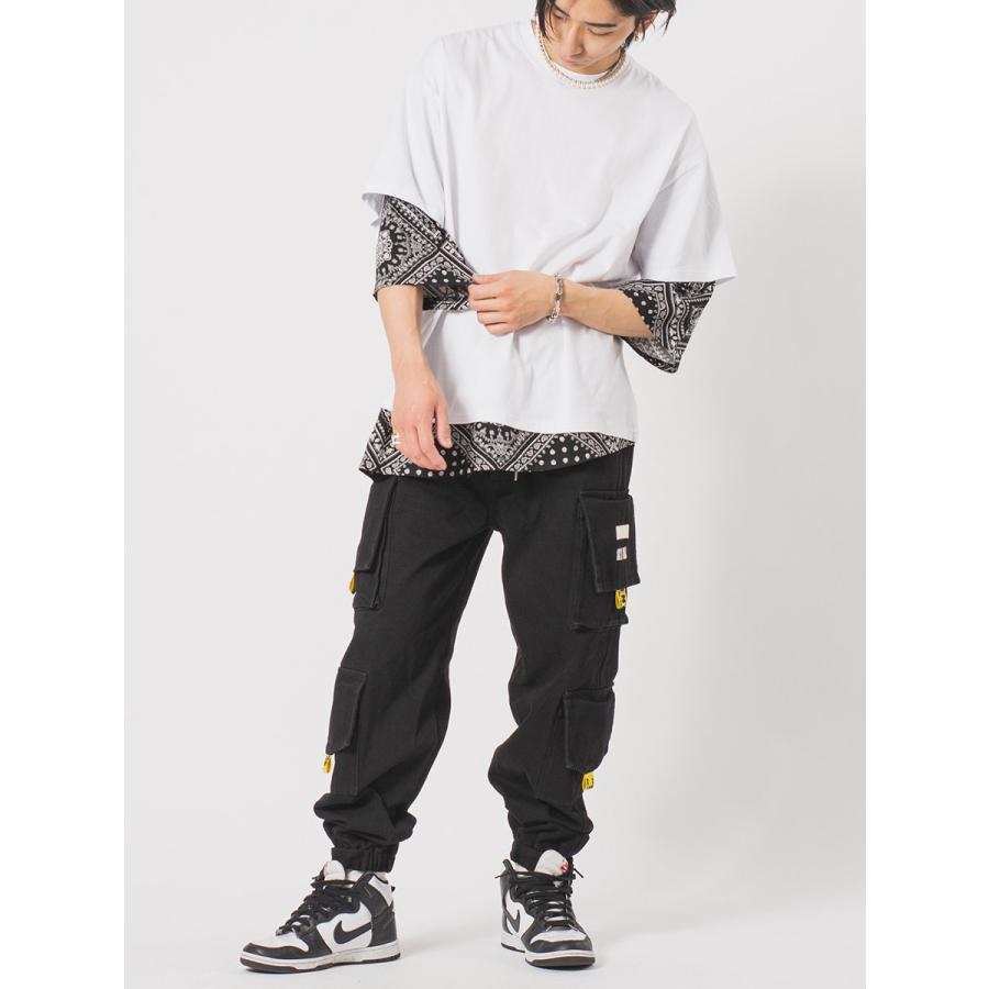 ビッグシルエットバンダナレイヤードTシャツ メンズ ビッグシルエット オーバーサイズ ストリート系 韓国ファッション 韓国系 RE730 セブンサーティー | RE730 | 07